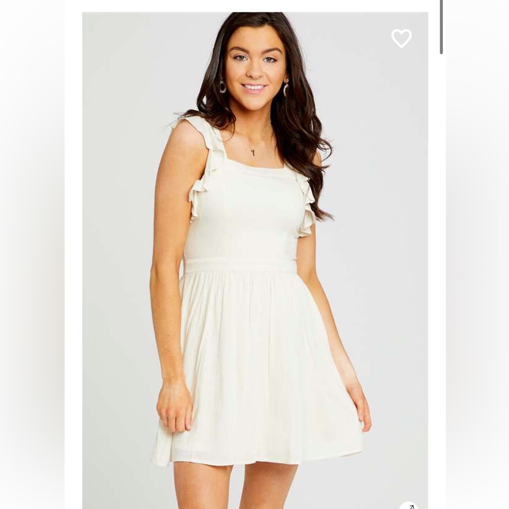Altar’d State Beckham Ruffle Dress- Cream- Size Small
